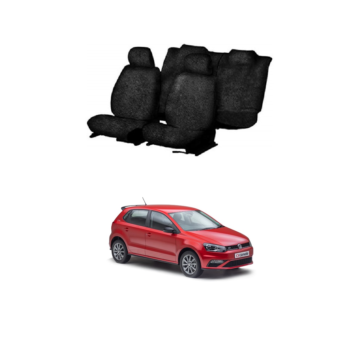 Cotton Towel Car Seat Cover for Volkswagen Polo (Black)